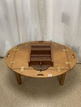 VINTAGE BUTLERS TRAY TABLE WITH A WOODEN SHELF UNIT