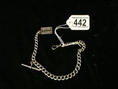 A STERLING SILVER WATCH CHAIN WITH STERLING SILVER NOVELTY FOB IN THE FORM OF AN ABACUS, THE CHAIN