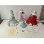 FOUR COALPORT FIGURINES - SILVER ANNIVERSARY, MERRY CHRISTMAS 2007, HEART TO HEART AND LANGUAGE OF