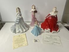 FOUR COALPORT FIGURINES - SILVER ANNIVERSARY, MERRY CHRISTMAS 2007, HEART TO HEART AND LANGUAGE OF