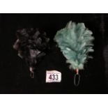 TWO MILITARY CAP FEATHERS / PLUMES / HACKLES, ONE BLACK, ONE GREEN
