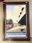 FRENCH POSTER FRENCH - LINE WOODEN FRAMED; 75.5 X 111CM