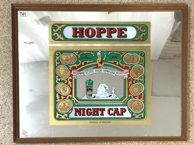 TWO VINTAGE ADVERTISING MIRRORS, JIM BEAM AND HOPPE NIGHT CAP; LARGEST 79 X 63CM - Image 3 of 4