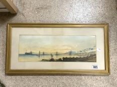 UNSIGNED WATERCOLOUR DRAWING BRIGHTON CHAIN PIER; FRAMED AND GLAZED 67 X 34CM