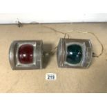 TWO ANTIQUE SHIP LIGHTS, STARBOARD AND PORT BOW LIGHTS