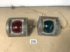 TWO ANTIQUE SHIP LIGHTS, STARBOARD AND PORT BOW LIGHTS