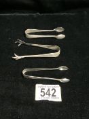 AN EDWARDIAN PAIR OF STERLING SILVER SUGAR / ICE TONGS, BY J. ROUND, SHEFFIELD 1911, WITH CLAW