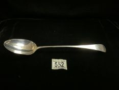 AN ANTIQUE GEORGE III STERLING SILVER OLD ENGLISH PATTERN BASTING SPOON, BY PETER & ANN BATEMAN,