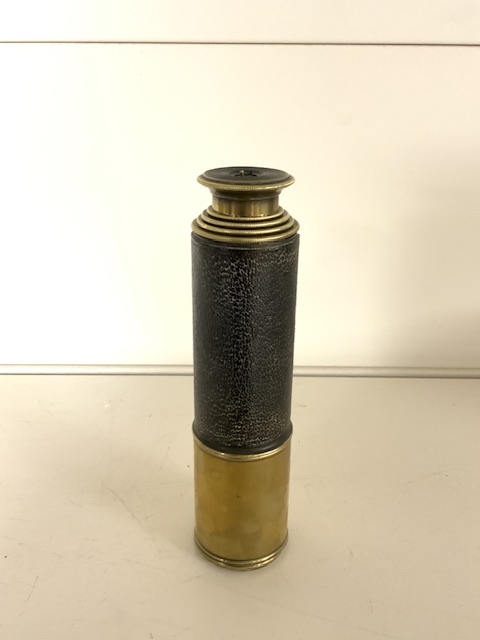 BRASS FOUR DRAWER TELESCOPE WITH LEATHER GRIP BY ROSS, LONDON, NO 46538, 38CM - Image 4 of 6