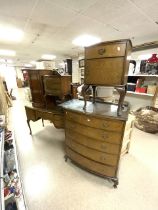 BURR WALNUT BEDROOM SET OF FOUR PIECES WITH ADDITION POT CUPBOARD