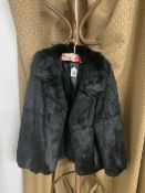 BLACK FUR SHORT JACKET SIZE 14