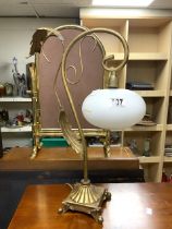 VINTAGE GILDED METAL LEAF DESIGN TABLE LAMP; 54CM
