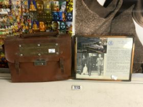 LNER TAN LEATHER SATCHEL USED BY CAPTAIN JOHN CANNING KINGS MESSENGER