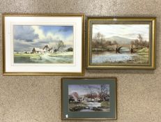 DENIS PANNETT WATERCOLOUR, NICHOLAS LEWIS OIL ON CANVAS AND ROLAND HILDER PRINT ALL FRAMED AND