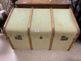 VINTAGE GREEN BENTWOOD TRAVELLING TRUNK 91 X 53CM