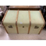 VINTAGE GREEN BENTWOOD TRAVELLING TRUNK 91 X 53CM