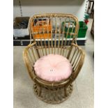 VINTAGE BAMBOO AND WICKER CHAIR