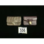 TWO VINTAGE LEATHER SMALL COIN PURSES; LENGTH 6CM