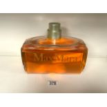 A LARGE SHOP DISPLAY MAX MARA SCENT / PERFUME BOTTLE, FILLED WITH ORANGE LIQUID; HEIGHT 20CM