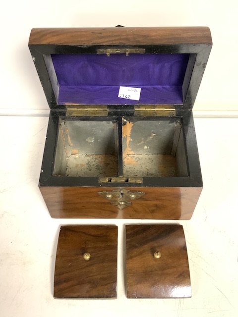 19TH-CENTURY DOME TOP TEA CADDY WITH BRASS DETAIL; 18CM - Image 2 of 2