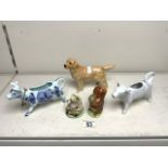 BESWICK LABRADOR, SQUIRREL NUTKIN, MR JEREMY FISHER WITH TWO COW CREAMERS