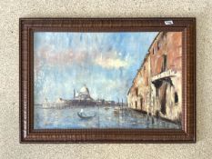 ALEX CARSON 20TH CENTURY OIL ON BOARD A VENETIAN CANAL SCENE