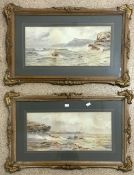 TWO G.BARKER SIGNED WATERCOLOURS EASTERN COASTAL SCENES BOTH ORNATELY FRAMED AND GLAZED; 78 X 50CM