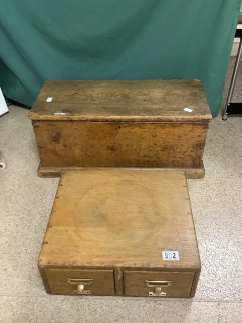 VINTAGE INDEX DRAWERS WITH A VINTAGE STORAGE CHEST 60 X 26CM