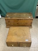 VINTAGE INDEX DRAWERS WITH A VINTAGE STORAGE CHEST 60 X 26CM