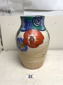 WILKINSON POTTERY 'TAHITI PATTERN HAND PAINTED BY L.ALLEN; 25CM; A/F