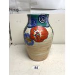 WILKINSON POTTERY 'TAHITI PATTERN HAND PAINTED BY L.ALLEN; 25CM; A/F