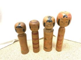 FOUR SIGNED JAPANESE KOKESHI NARUKO DOLL LARGEST 41CM