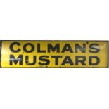 LARGE VINTAGE ENAMEL COLMAN'S MUSTARD ADVERTISING SIGN; 157 X 40CM