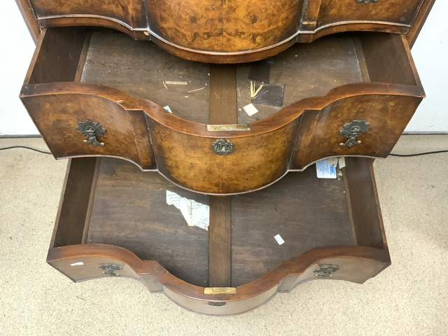 ANTIQUE WALNUT CHEST ON CHEST WITH SERPENTINE FRONT A/F 188 X 85CM - Image 2 of 3