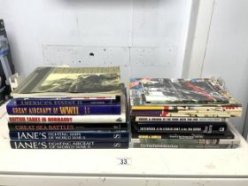 QUANTITY OF MILITARY HARD BACK BOOKS INCLUDES; GERMAN AND AMERICAN.