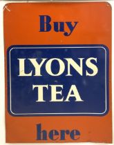 RETRO ADVERTISING SIGN BUY LYONS TEA HERE; 66 X 49.5CM