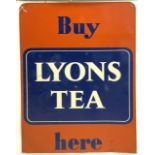 RETRO ADVERTISING SIGN BUY LYONS TEA HERE; 66 X 49.5CM