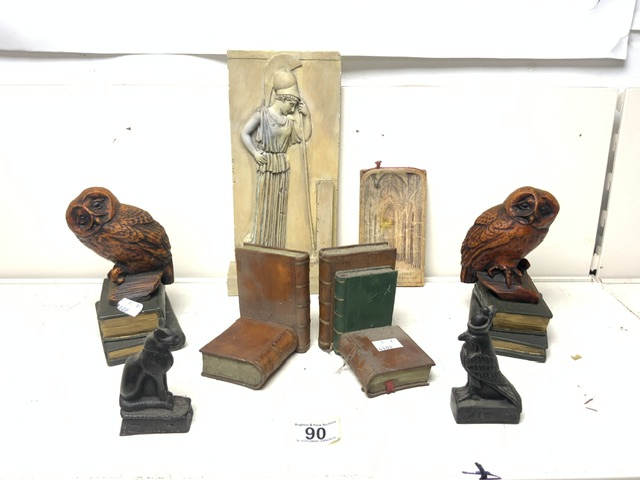 VARIOUS BOOKENDS INCLUDES A PAIR OF OWLS AND MORE