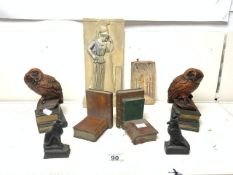 VARIOUS BOOKENDS INCLUDES A PAIR OF OWLS AND MORE