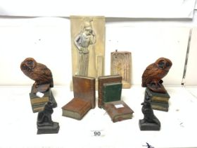 VARIOUS BOOKENDS INCLUDES A PAIR OF OWLS AND MORE