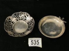 A STERLING SILVER BON BON DISH BY G.F WESTWOOD & SONS; BIRMINGHAM DATE LETTER RUBBED, SHAPED