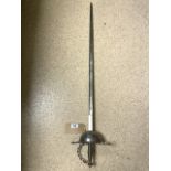 QUALITY REPRODUCTION OF 16TH CENTURY SPANISH CUP-HILT RAPIER; 106CM