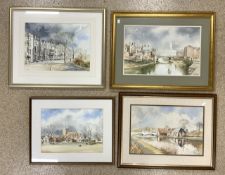 JOHN CHISNALL (1943) SURREY ARTIST FOUR WATERCOLOURS ALL SIGNED AND FRAMED AND GLAZED LARGEST 68 X