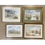 JOHN CHISNALL (1943) SURREY ARTIST FOUR WATERCOLOURS ALL SIGNED AND FRAMED AND GLAZED LARGEST 68 X