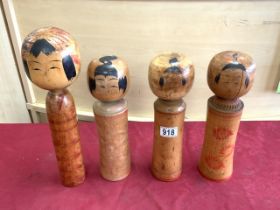 FOUR SIGNED JAPANESE KOKESHI NARUKO DOLL