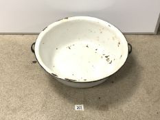 LARGE VINTAGE ENAMEL WASH BOWL; 50CM DIAMETER