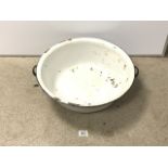 LARGE VINTAGE ENAMEL WASH BOWL; 50CM DIAMETER