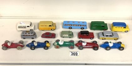 A QUANTITY OF VINTAGE DINKY / CORGI / LESNEY TOY CARS / VEHICLES, INCLUDING; ALFA ROMEO, FERRARI,