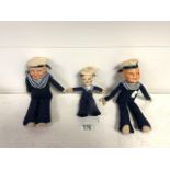 THREE NORAH WELLINGS STYLE SAILOR DOLLS