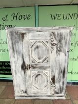 LARGE 18TH CENTURY GERMAN PAINTED CUPBOARD WITH ORIGINAL LOCK AND KEY 174 X 128 X 51CM